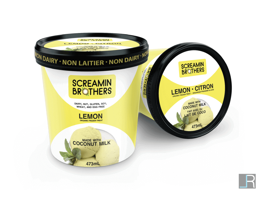 Lemon Flavour Frozen Treat Package (English Front Side): Photo of lemon frozen treat in a yellow theme